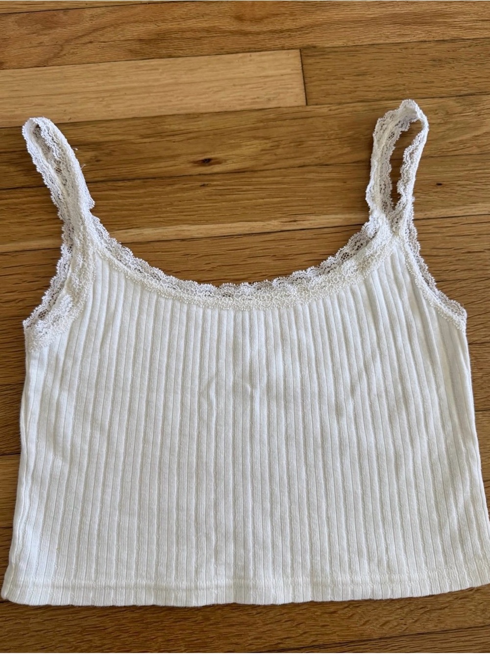 Brandy Melville White Lace Cotton Crop Tank Top